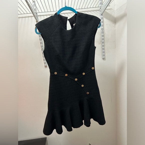 Sandro Black Mini Dress with Gold Buttons - Picture 1 of 4
